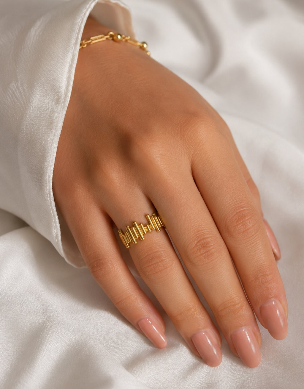 Imperium Ribbed Ring – Gold Stainless Steel