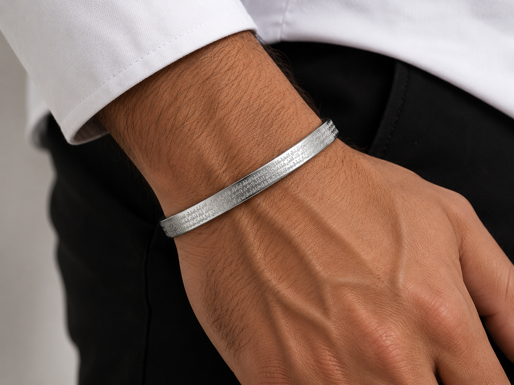 Psalm 91 Silver Cuff Bracelet