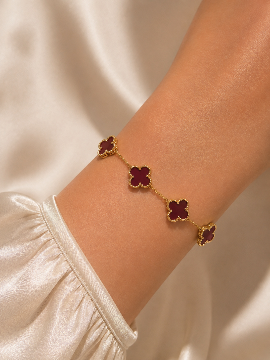 Burgundy Clover Bracelet