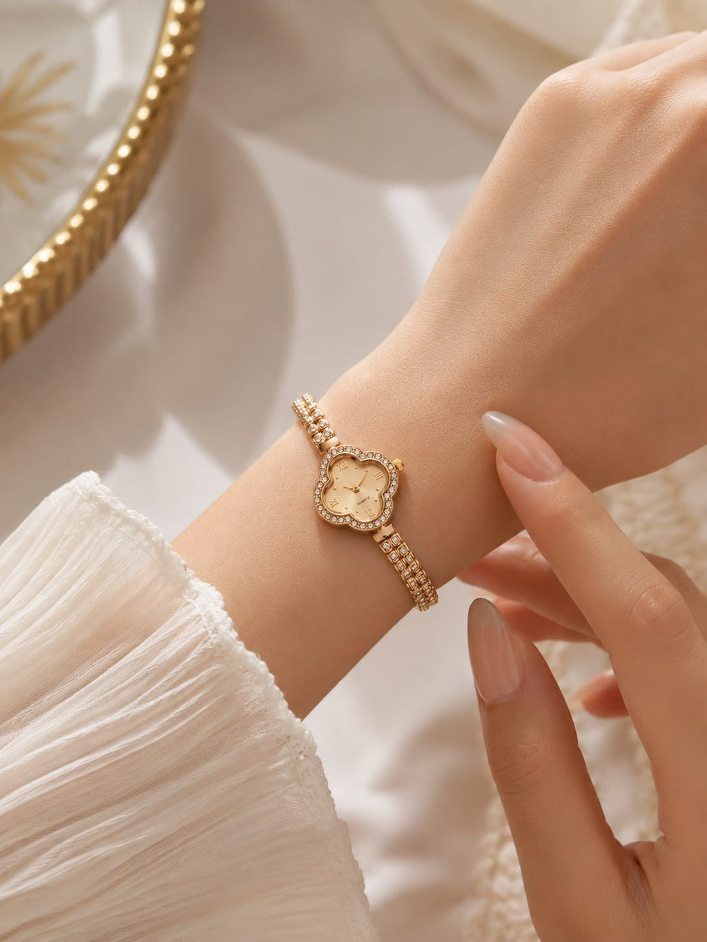 Golden Blossom Crystal Watch