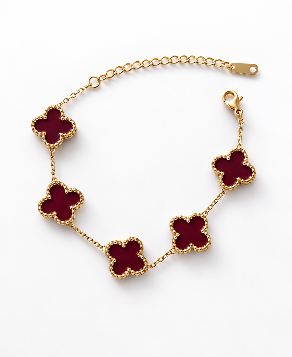 Burgundy Clover Bracelet