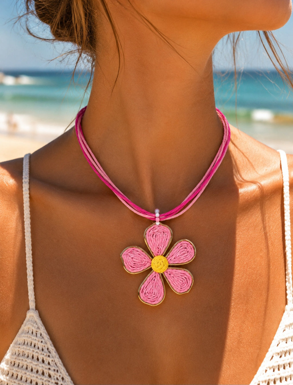 Bloom Pink Daisy Flower Necklace