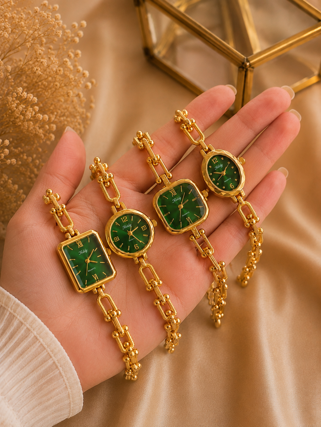 Gold Watch With Emerald green Dail Collection