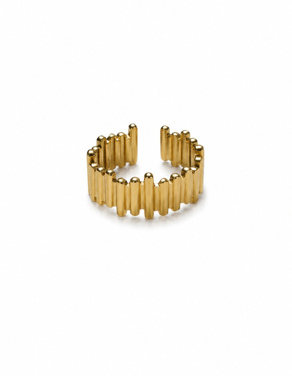 Imperium Ribbed Ring – Gold Stainless Steel