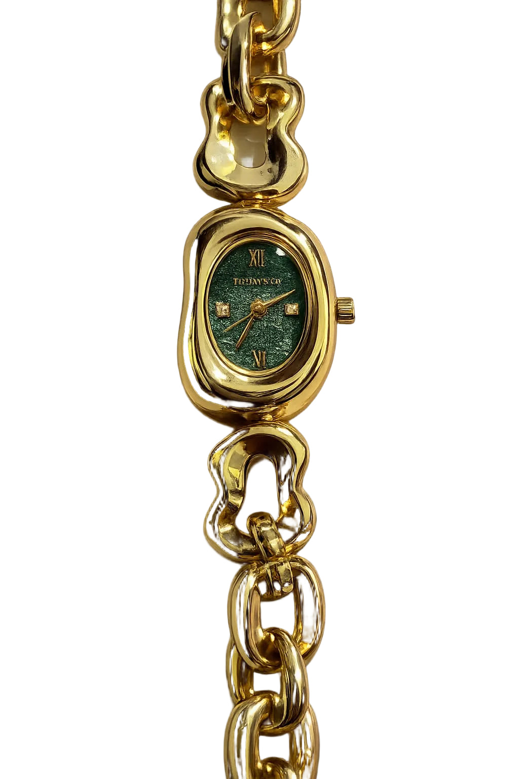 Tiff-any & co gold watch with green dail.