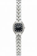 Silver Luxe Crystal Watch with black dail.