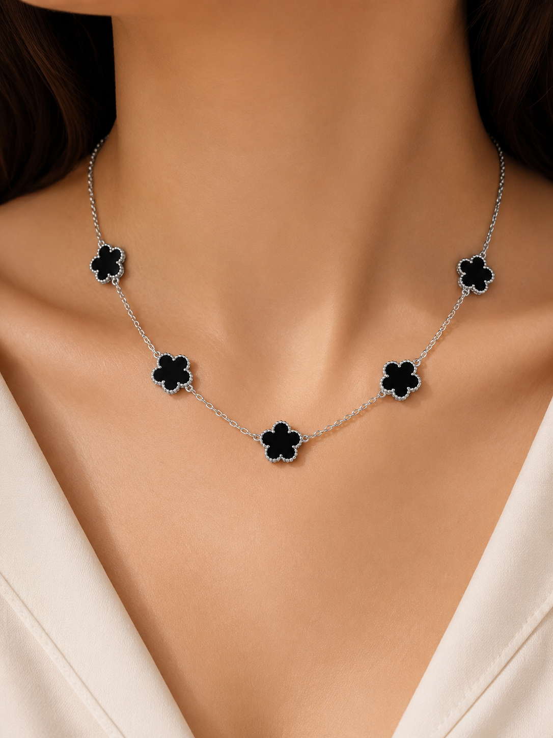 Midnight Clover Necklace