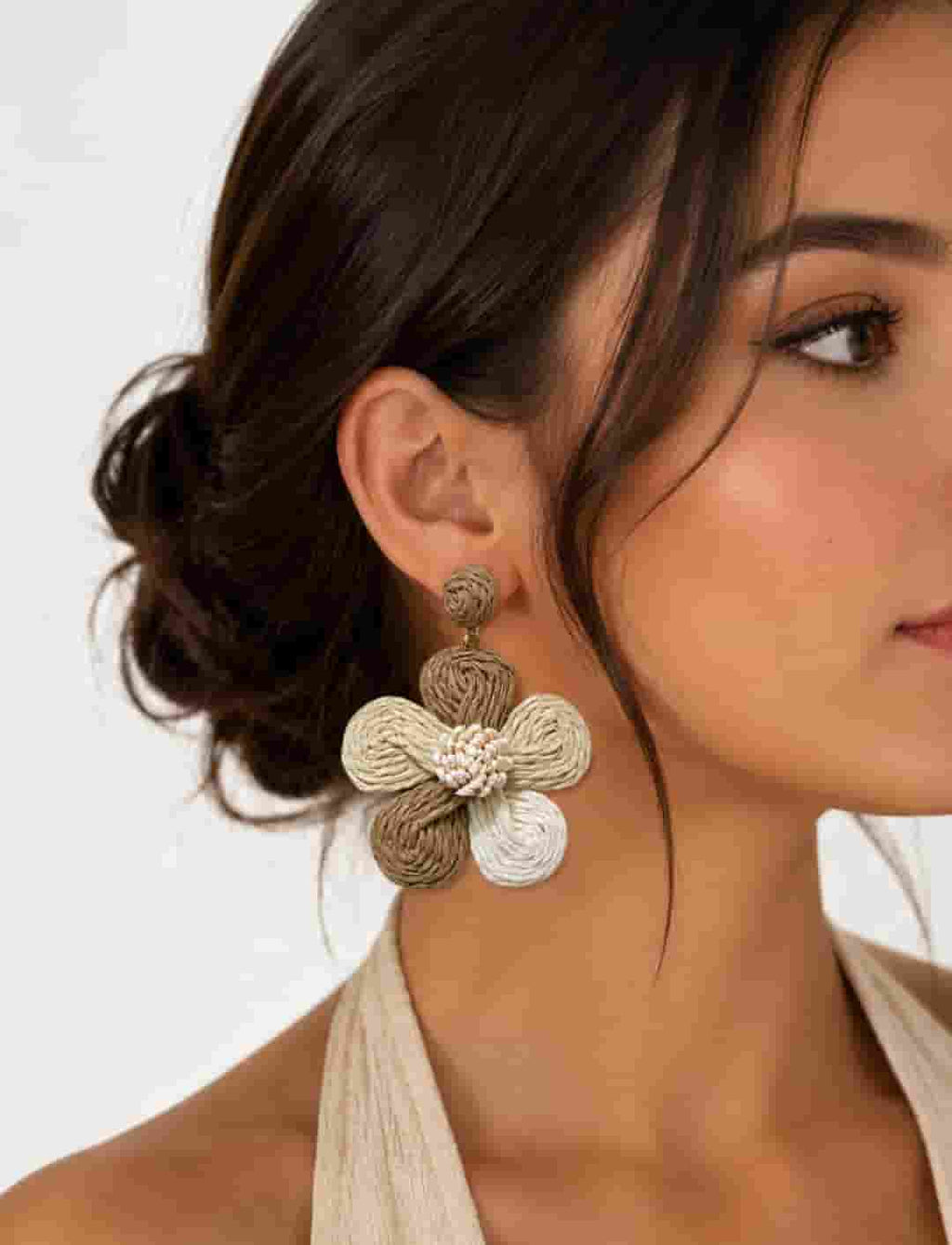 Tropical Bloom Raffia Earrings