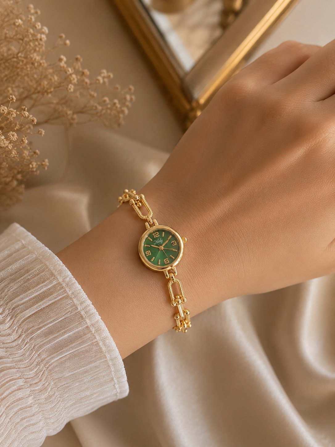 Gold Watch With Emerald green Dail Collection
