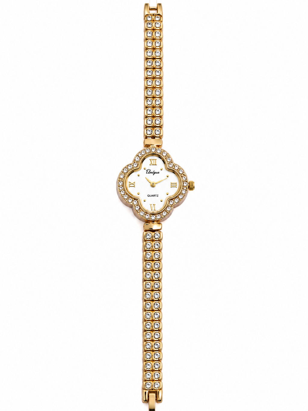 Golden Blossom Crystal Watch With white dial