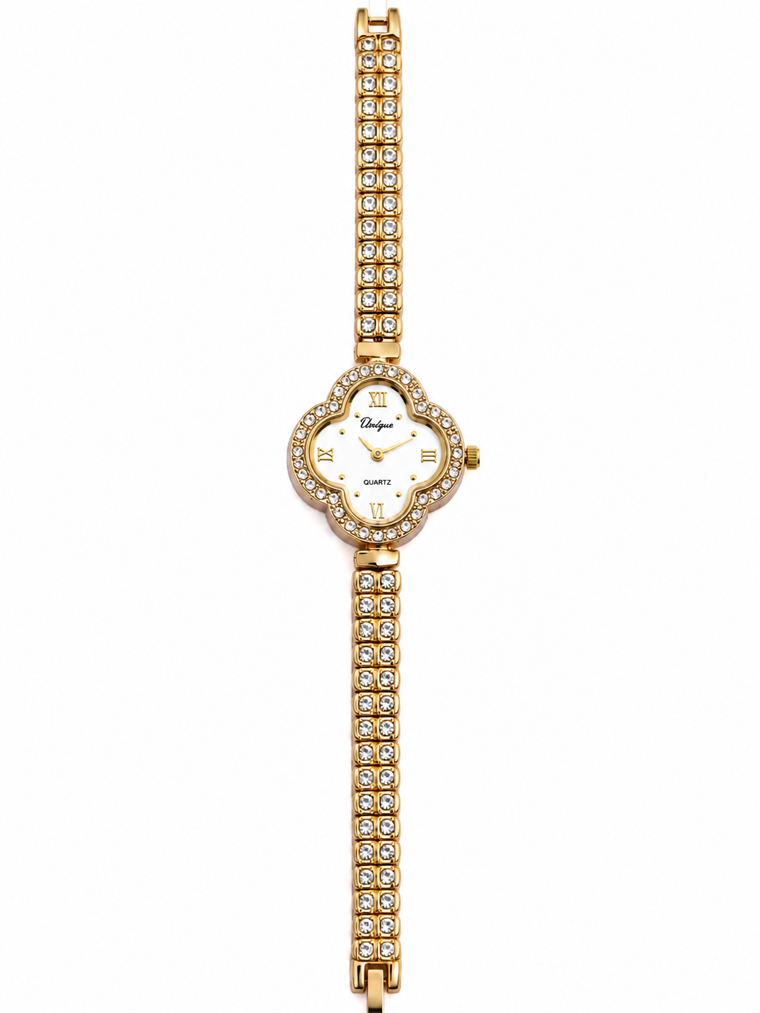 Golden Blossom Crystal Watch With white dial