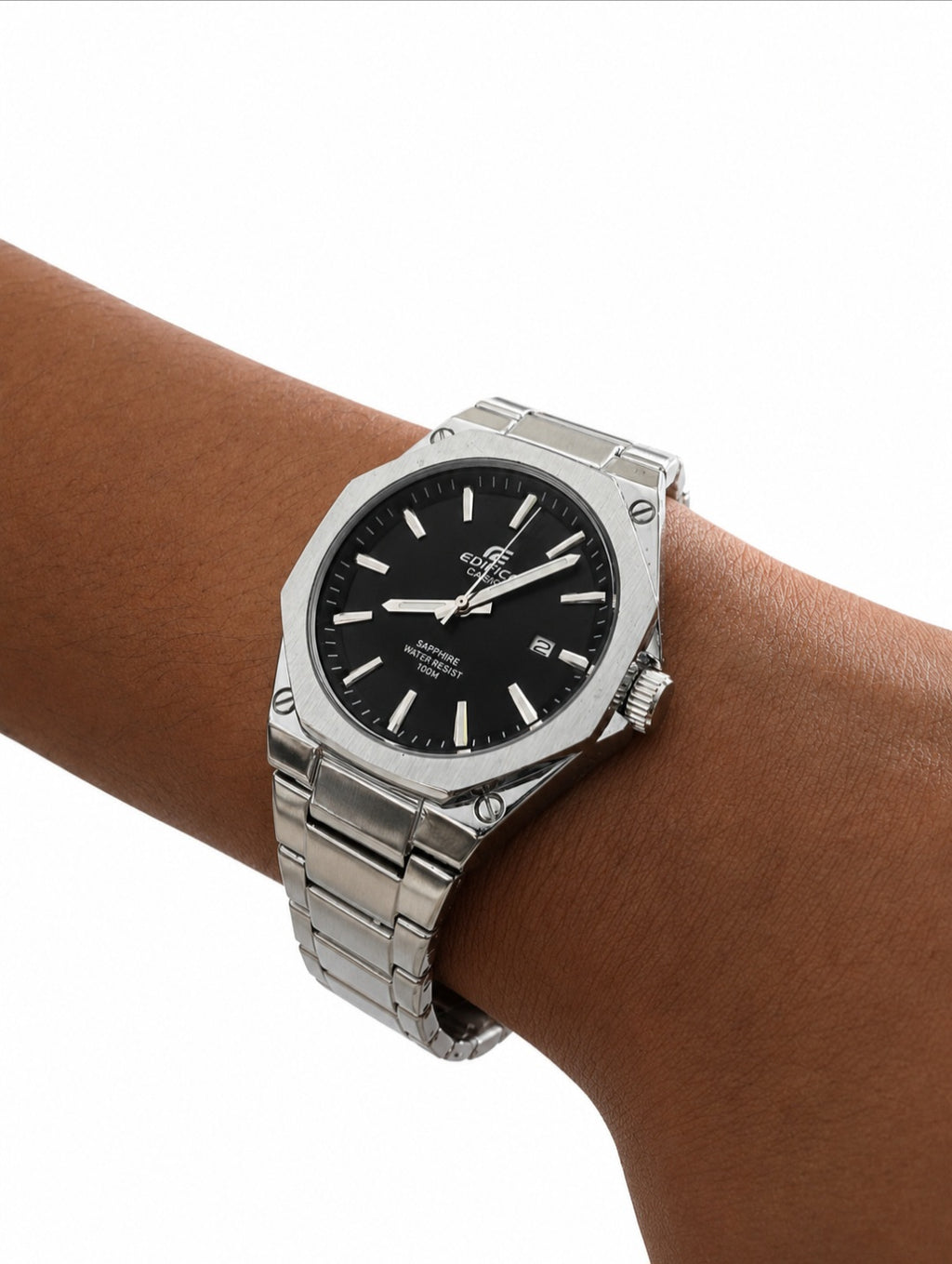 Ca-sio Edifice Sapphire Stainless Steel Watch + Box &Bag Gift.