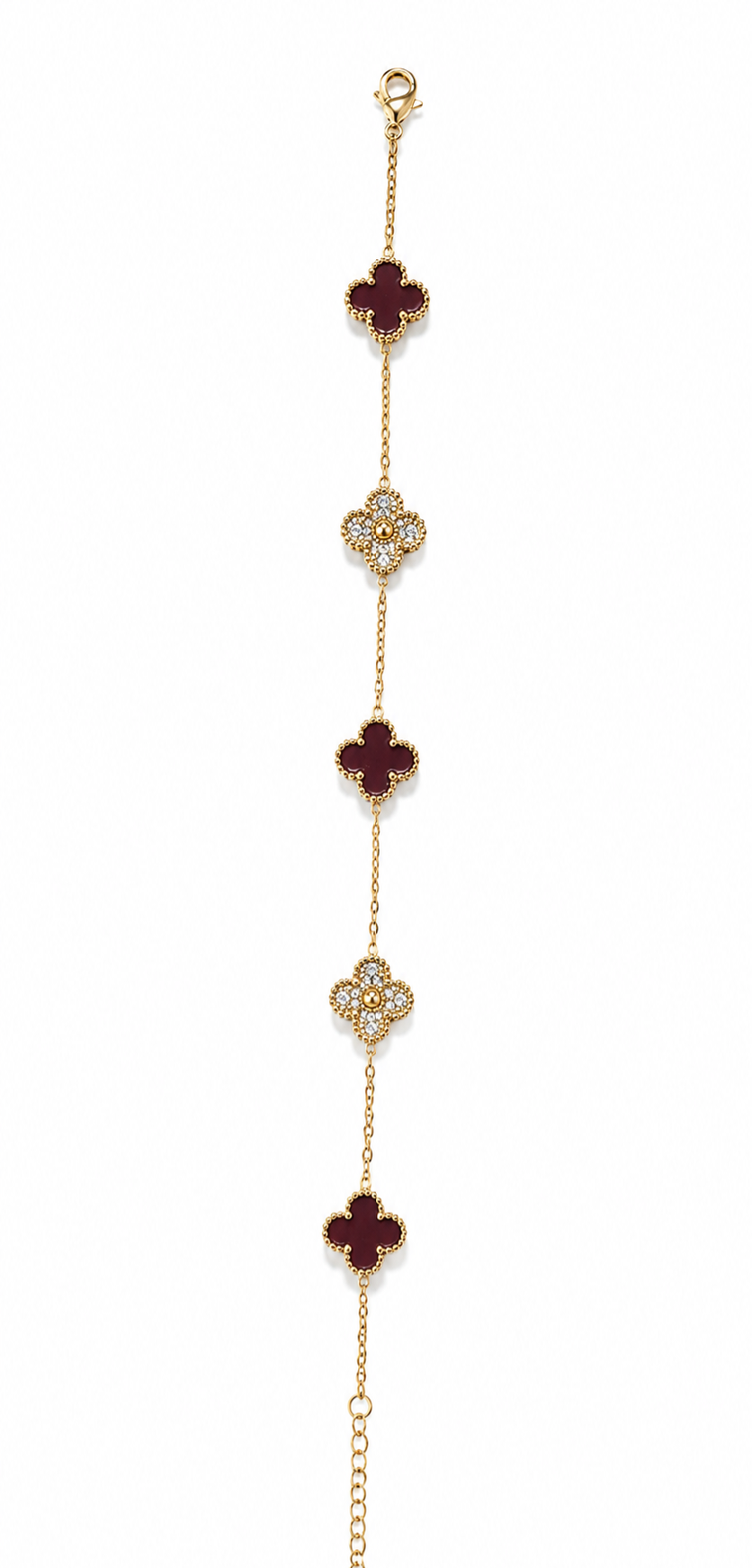 Burgundy Crystal Clover Bracelet