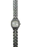 Silver Luxe Crystal Watch with white dail.