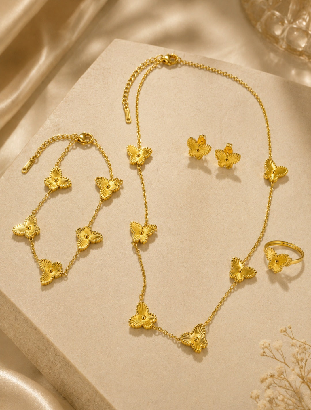 Golden Butterfly Jewelry Set