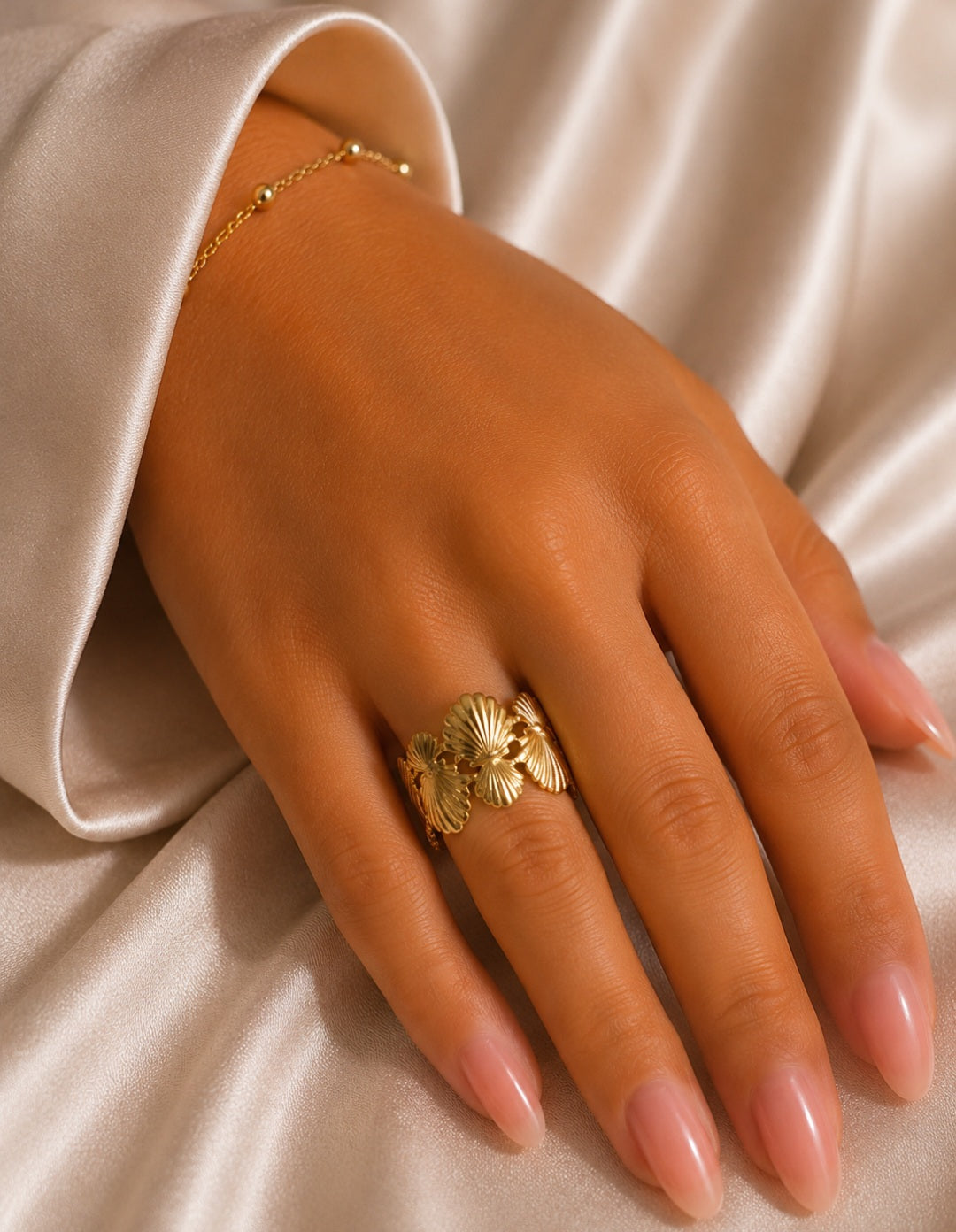 Seashell Bloom Ring - Gold Stainless Steel