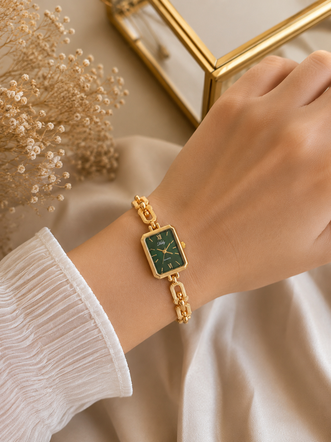 Gold Watch With Emerald green Dail Collection