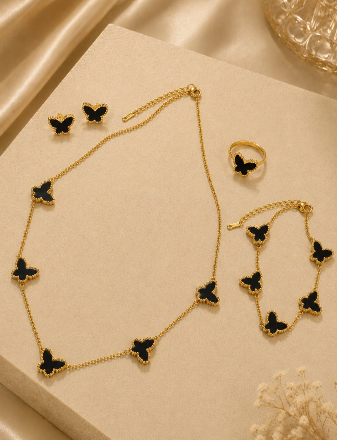 Black Butterfly Jewelry Set