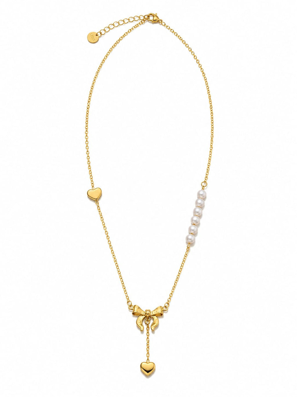 Pearl Bow Heart Necklace