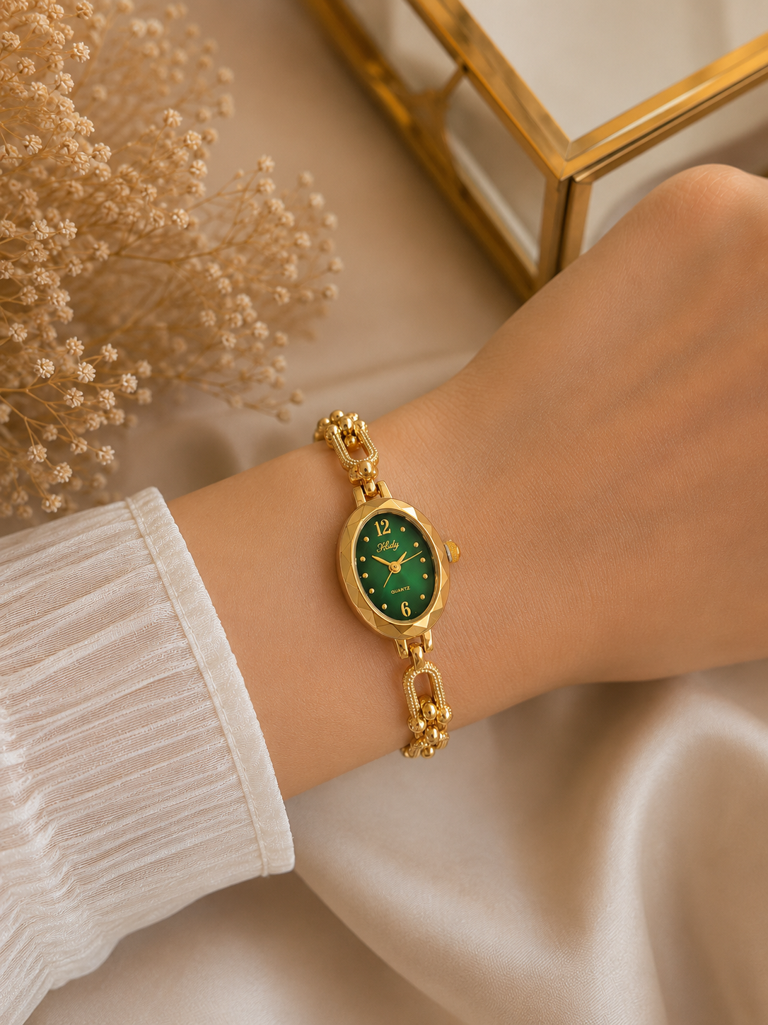Gold Watch With Emerald green Dail Collection