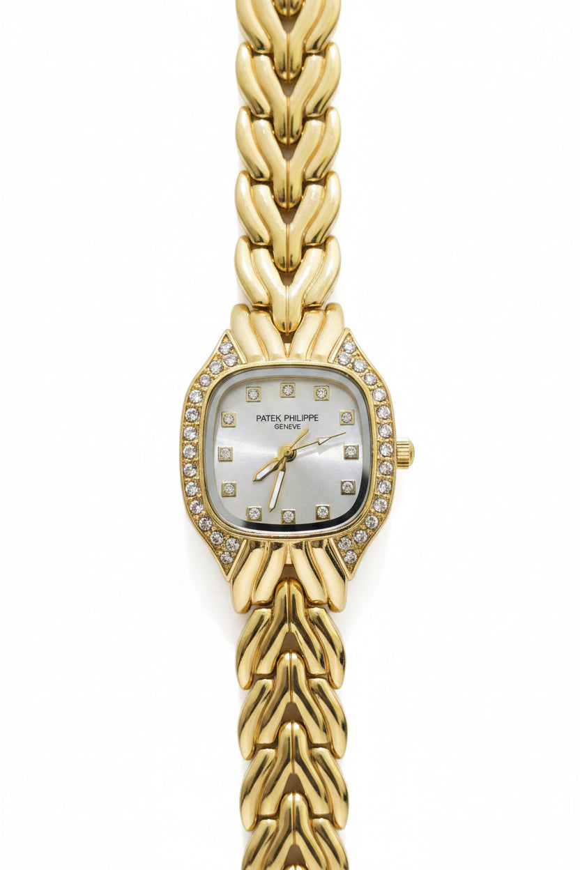 Gold Luxe Crystal Watch with white dail.